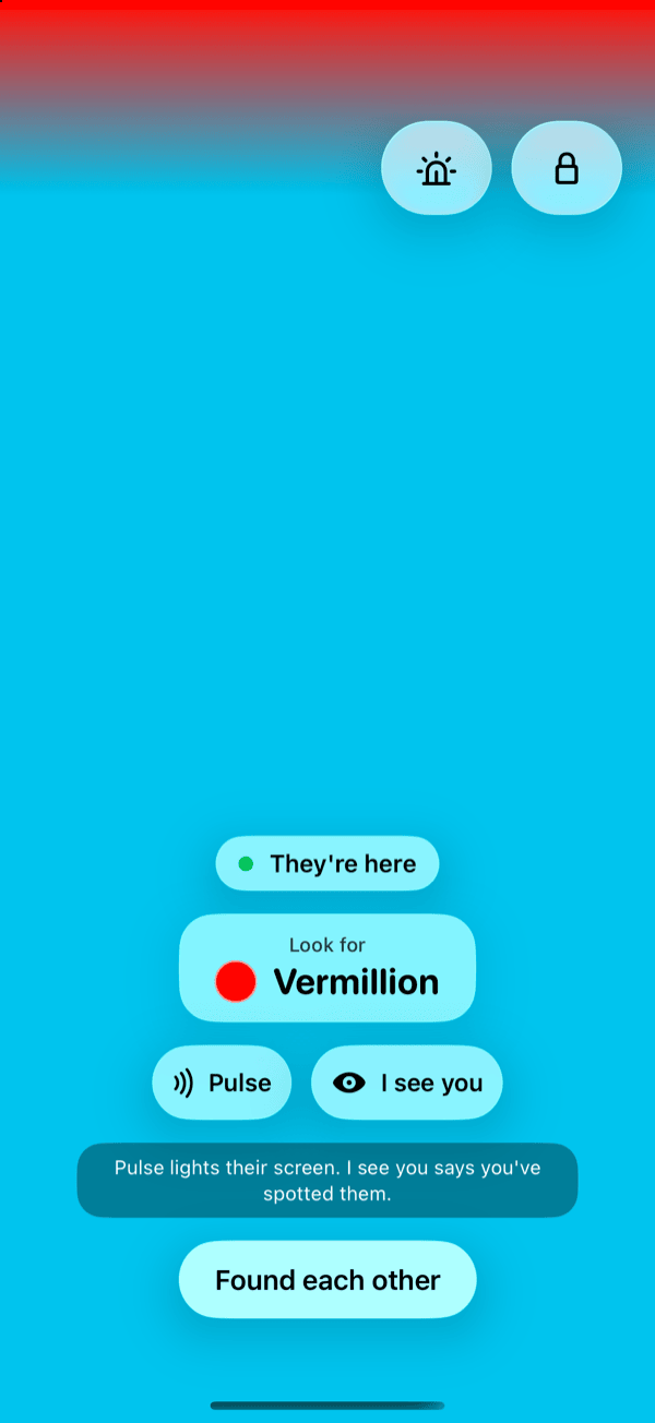 The other phone in Sky Cyan with a Vermillion band at the top edge and a Look for Vermillion pill.